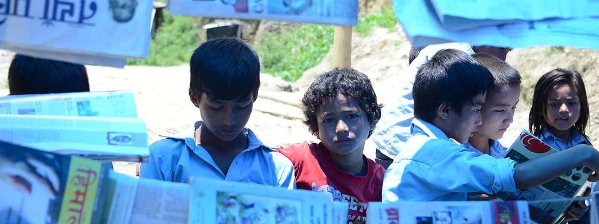 Quake Volunteers providing child friendly space in our child friendly camp.